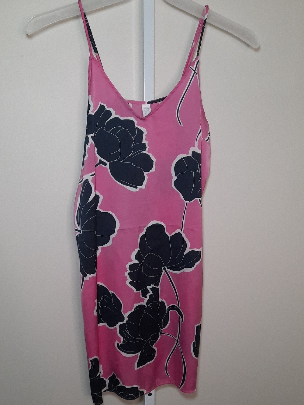 Stars Above Pink and Navy Blue Floral Print Slip Chemise/Sleepwear